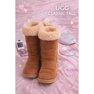 UGG Australia Classic Tall Chestnut Sheepskin Boots Womens Size 7 Cozy Winter